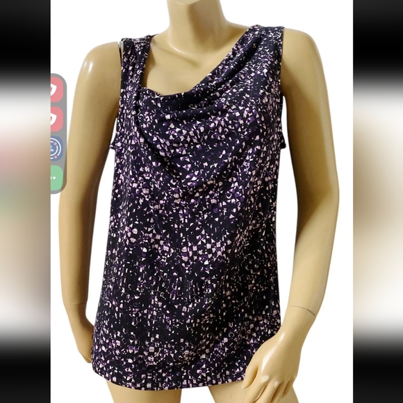 Ivanka Trump Call Nick Asymmetrical Sleeveless Black White And Purple Top Size S - Picture 3 of 9